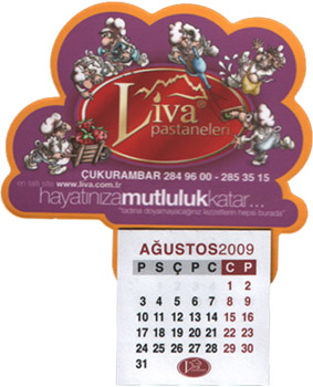 magnet liva çukurambar takvimli mücellitli özel kesim