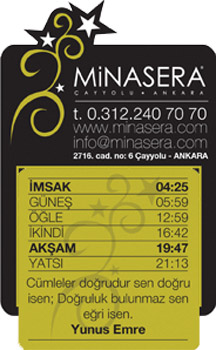 magnet ankara çayyolu minasera özel imsakiyeli mücellitli  